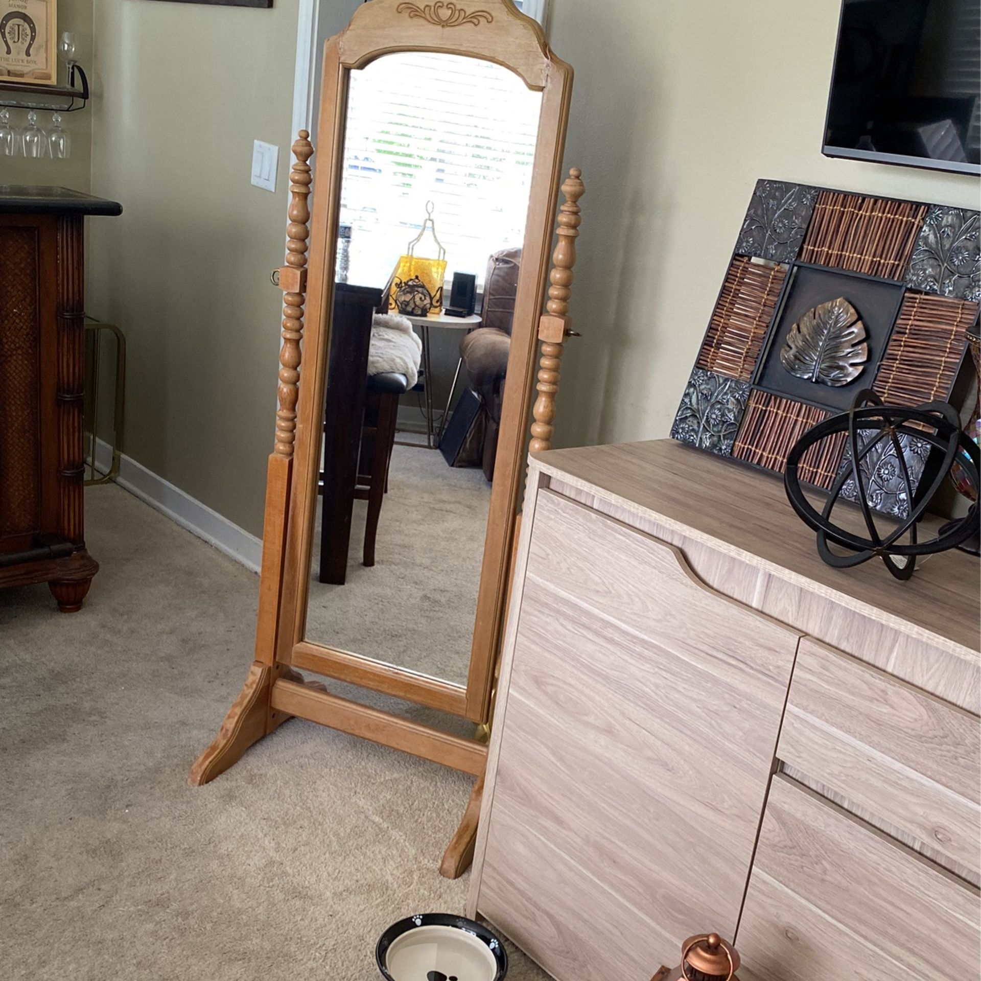 Wooden Antique Floor Mirror
