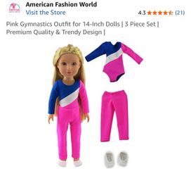 14in doll gymnastics 3 piece outfit