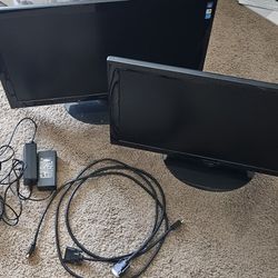 2x 24 Inch 1080p 60hz LCD Computer Monitors
