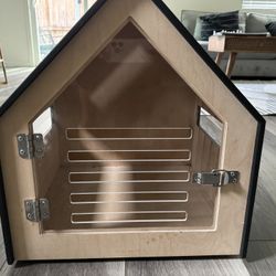 WOOD MODERN DOG/CAT/PET HOUSE WITH ACRYLIC DOOR 17x17x19