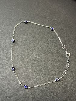 Silver Evil Eye Anklet 