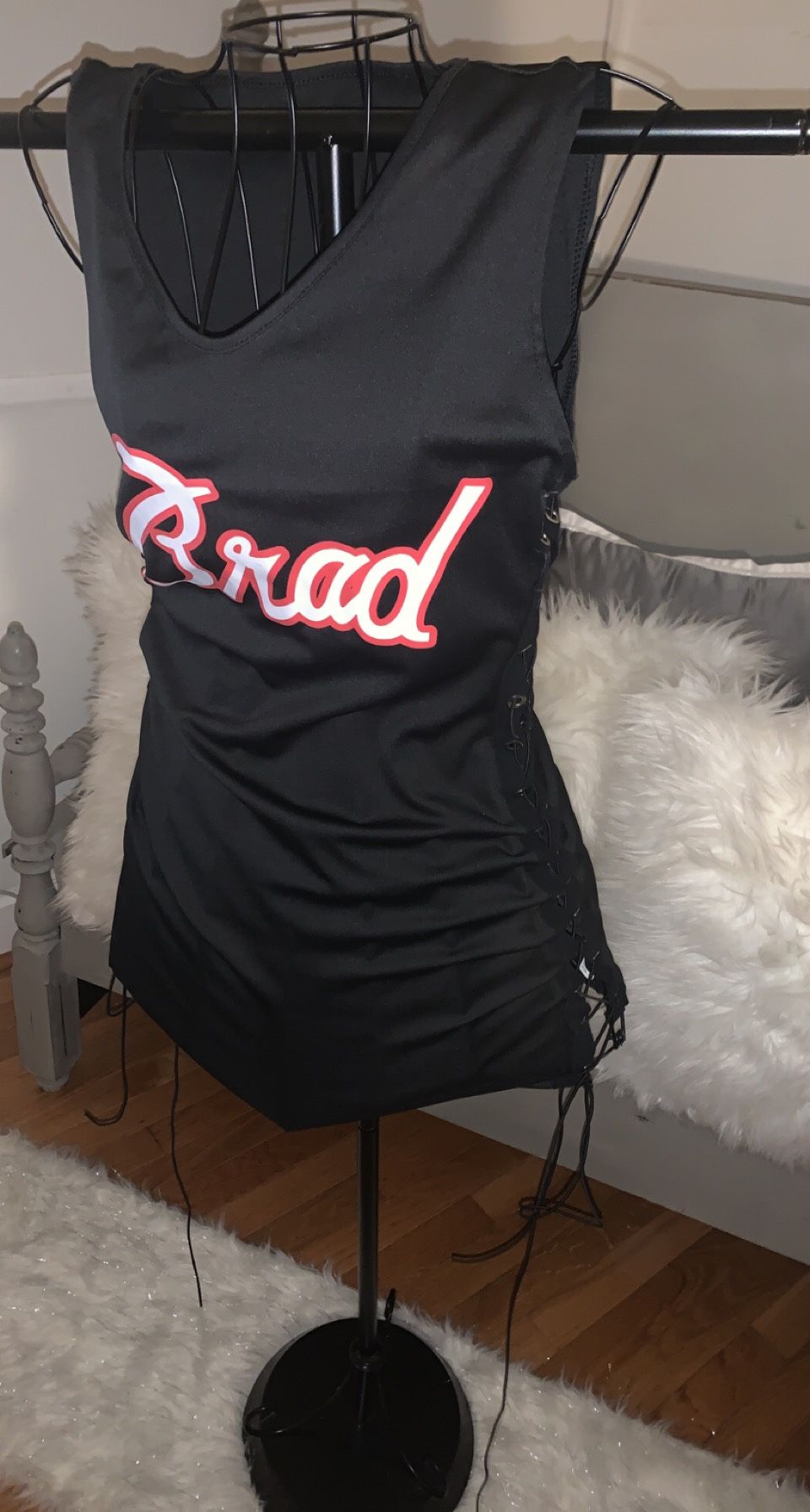 Black Lace-up Clubwear Dress