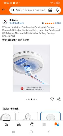 X-SENSE 6pack  Hardwired  Combination Smoked and Carbon Monoxide Alarm With Backup Battery