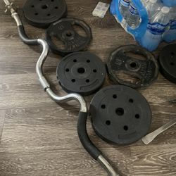 Curl Bar With Extra Weights 