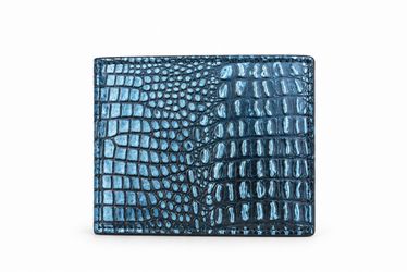 Black Croc-Embossed Leather Bifold Wallet