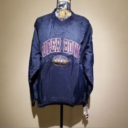 VINTAGE SUPERBOWL XXXII PULLOVER JACKET DEADSTOCK NEW WITH TAGS LOGO7 LARGE PUR4
