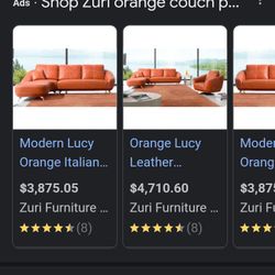 Zuri Burnt Orange Couch Brand New In The Box 2 Leather