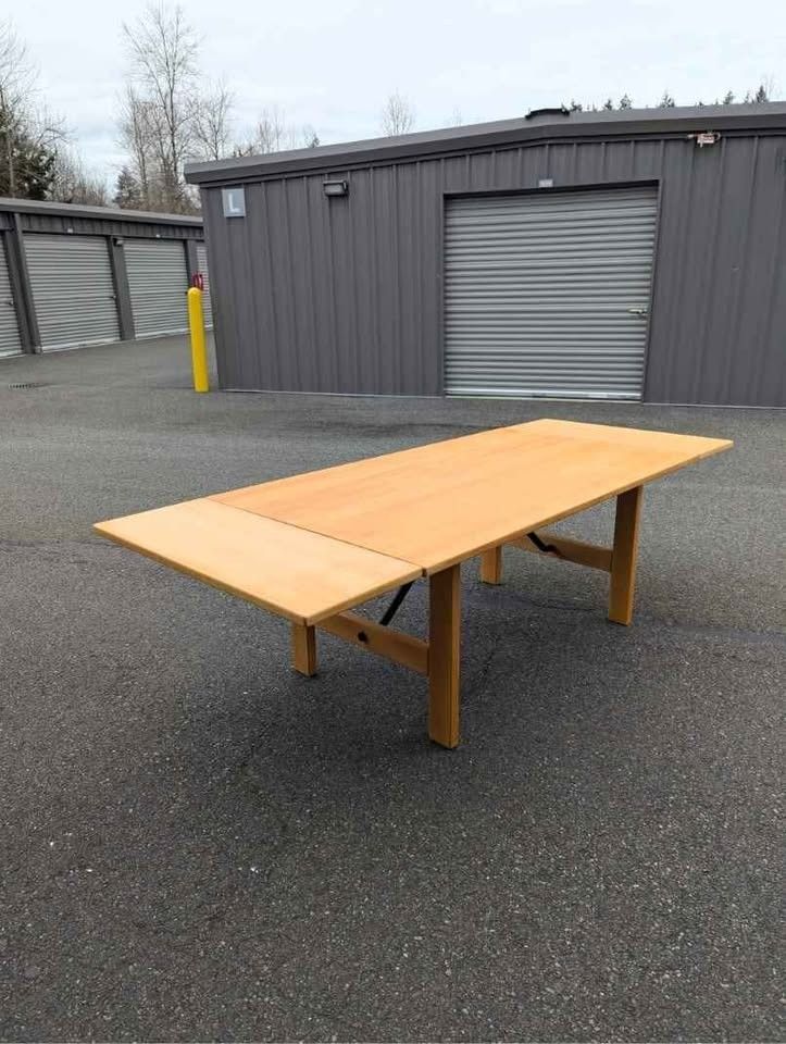 Stunning Danish Modern Large Beechwood Dining Table by Haslev