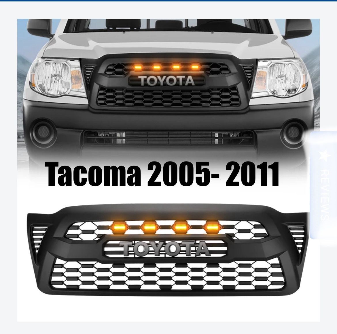 Black Grill With Amber Lights Led And Toyota Letters