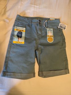 Butt I Love You Wax Jean Shorts in Green Size Medium NWT