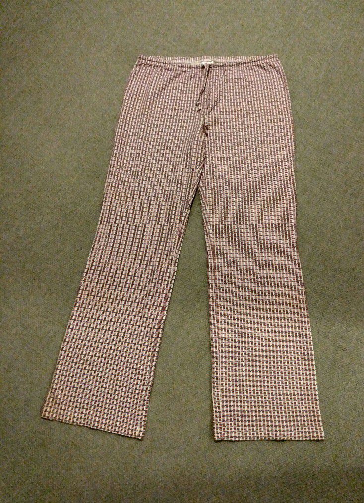 LADIES OLD NAVY 100% COTTON PAJAMA PANTS SIZE MEDIUM WHITE RED BLUE PRINT WITH FUNCTIONAL DRAWSTRING WAISTBAND 