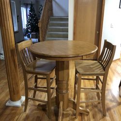 3 Piece Round Oak Table 36”
