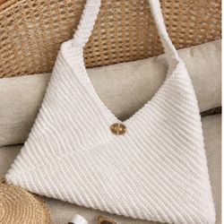 Crochet Handmade White Bag 