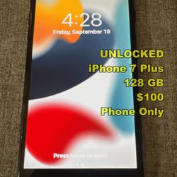 iPhone 7 Plus • Unlocked Black • 128 GB • Physical SIM [Cash or Zelle]
