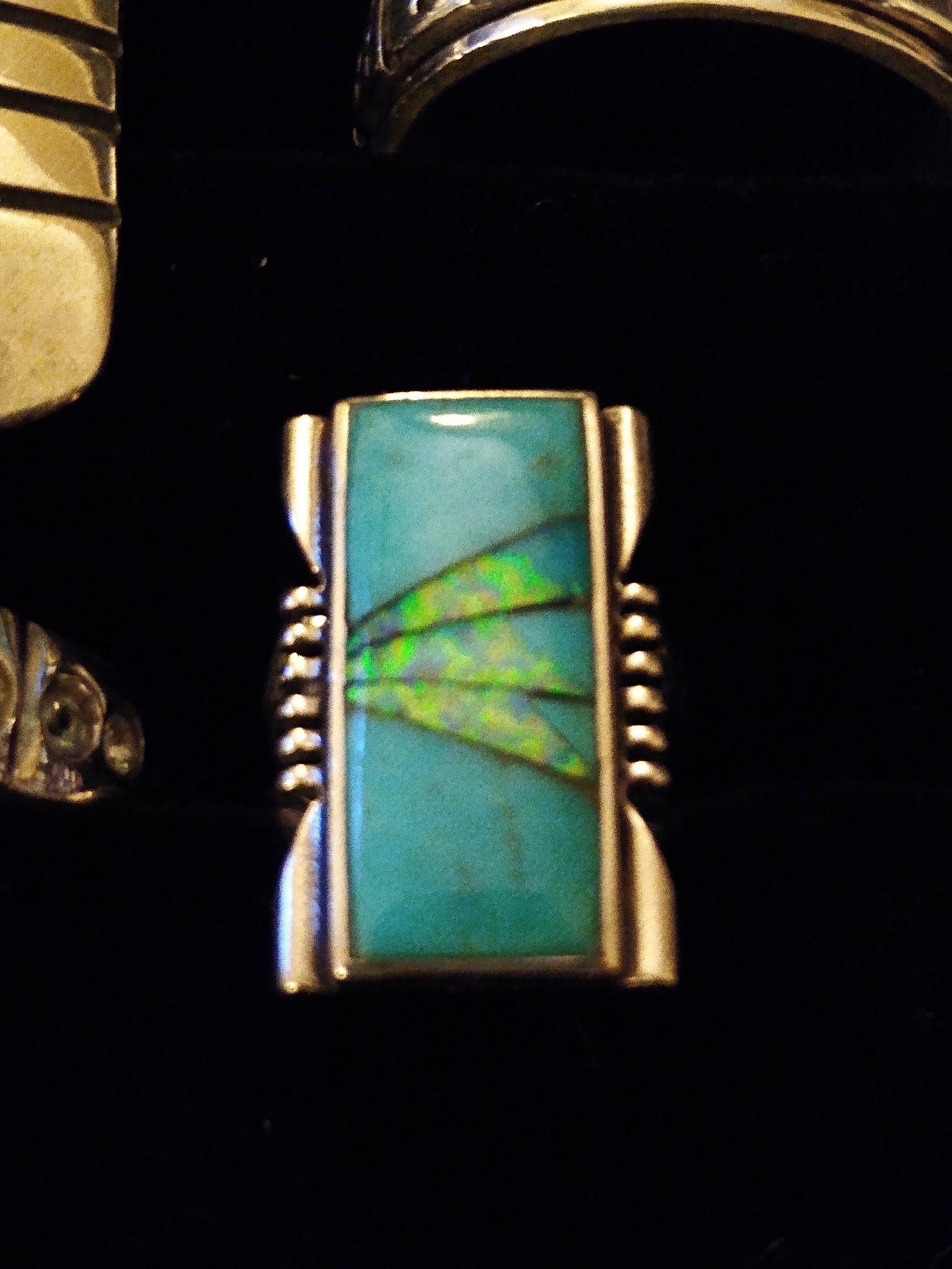 Sterling silver Native American turquoise and opal