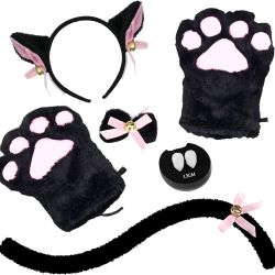 Abida Cat Cosplay Costume -  Cat Ear and Tail Set with Collar Paws Gloves