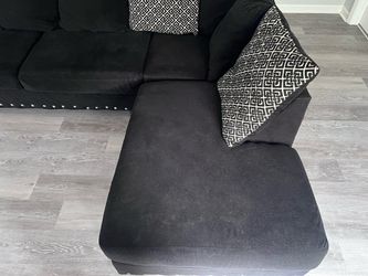 Black Sectional Sofa with Nailhead Trim