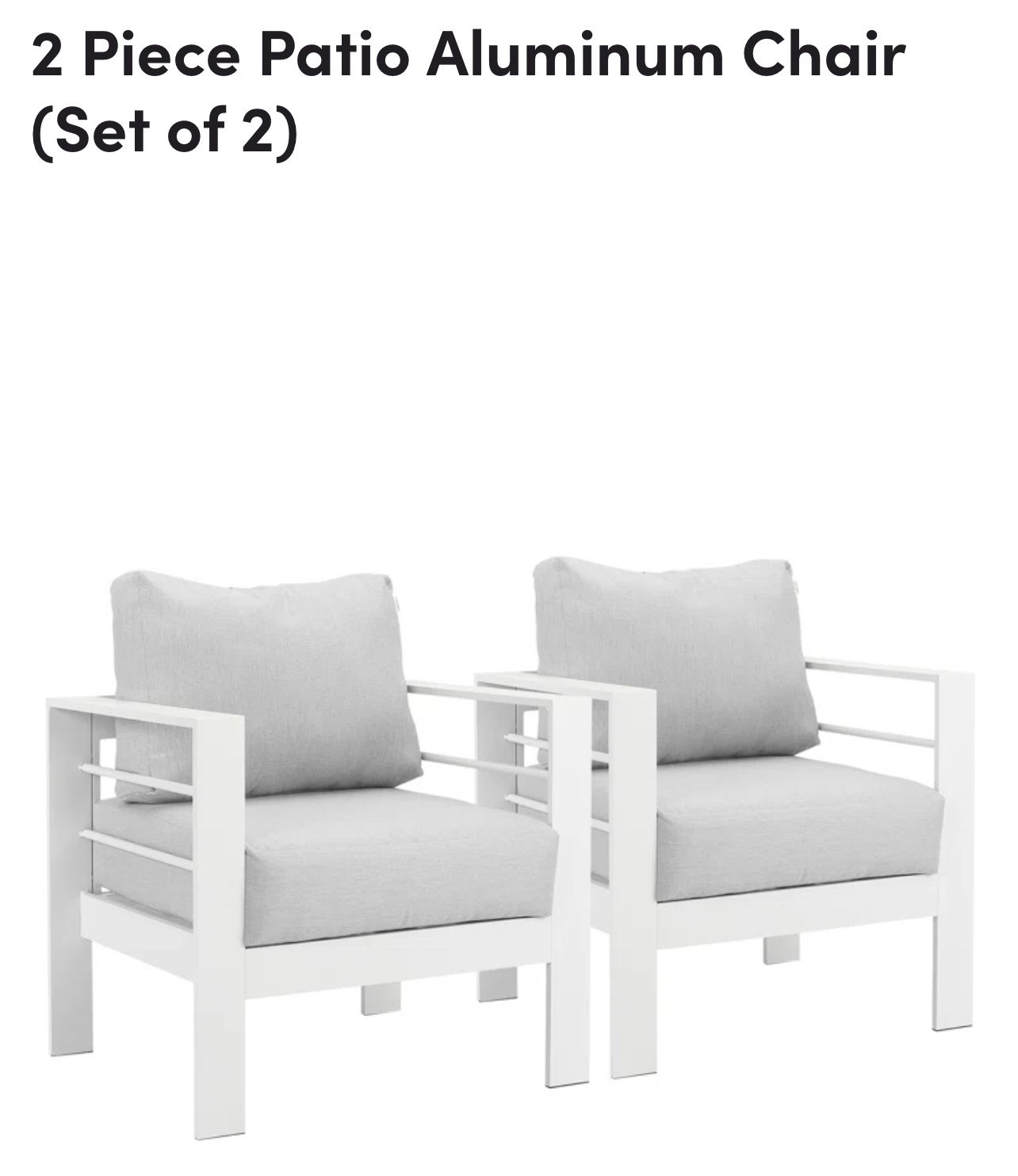 2 Piece Patio Club Chair (Set of 2) Gray & White! New AND Assembled!