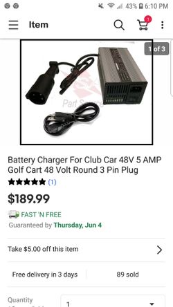 48 volt 5 amp club car go....e durable vehicle charger