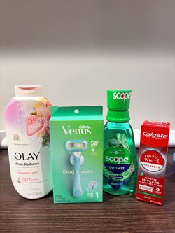 NEW 4-Piece Women’s Personal Care Bundle – Olay, Venus, Scope & Colgate