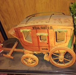 Vintage Wells Fargo & Co Wooden Stagecoach Model 12"x14" - Mint Structure