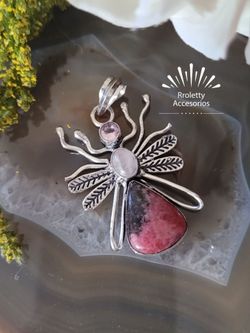 Sterling Silver  925 Spider Pendant with Gemstones