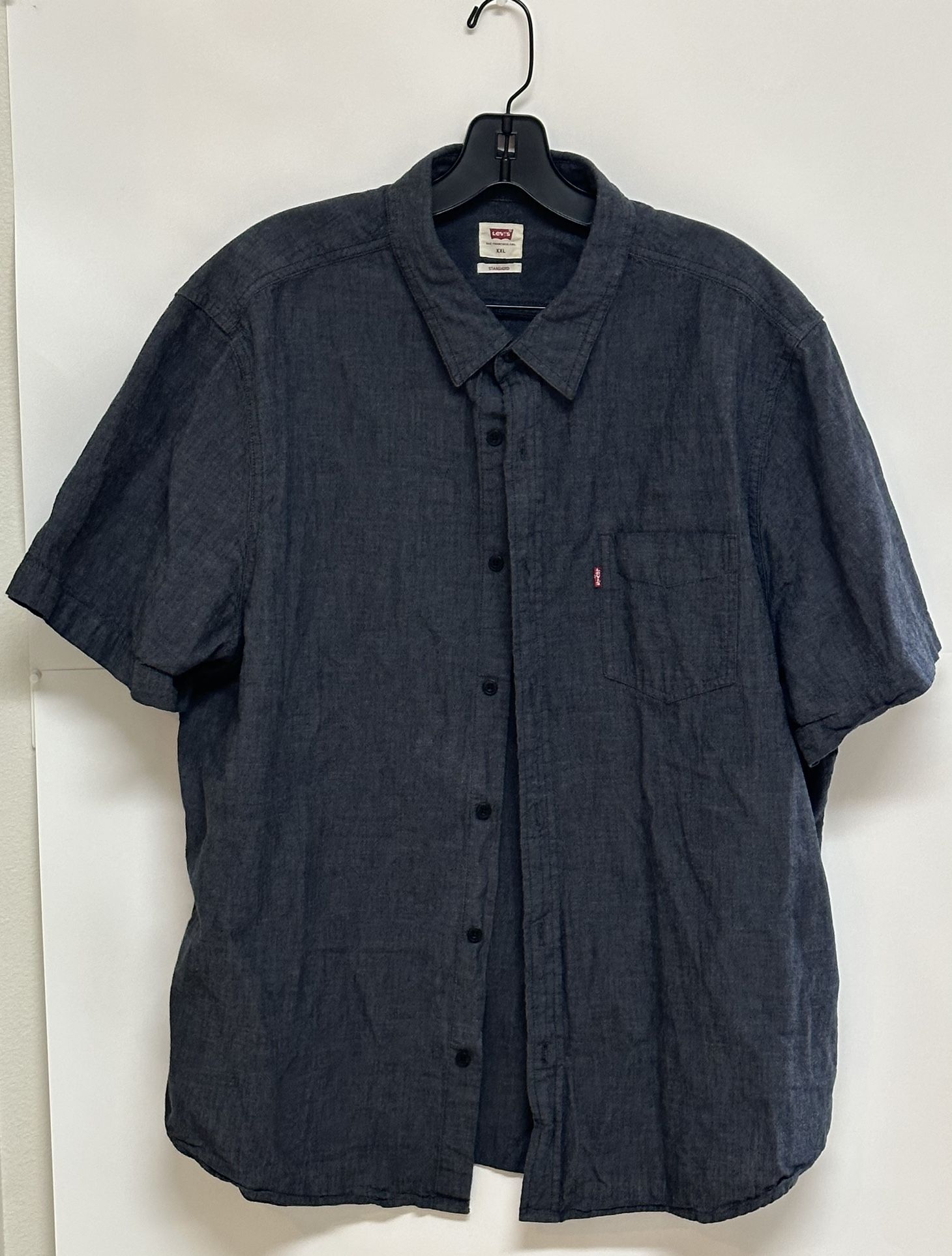 Levi’s Men’s Denim Grey Pocketed Casual Short Sleeve Button Up Shirt Size XXL