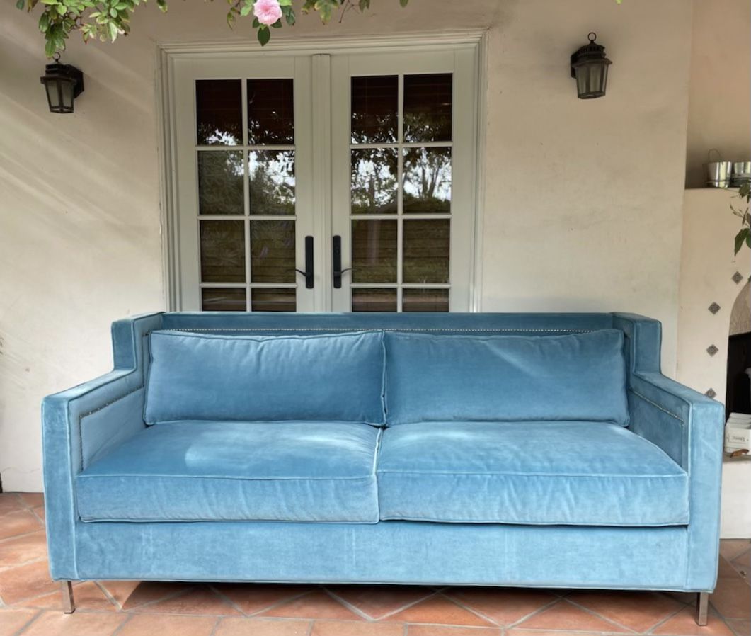 2 Light Blue Velvet Couches