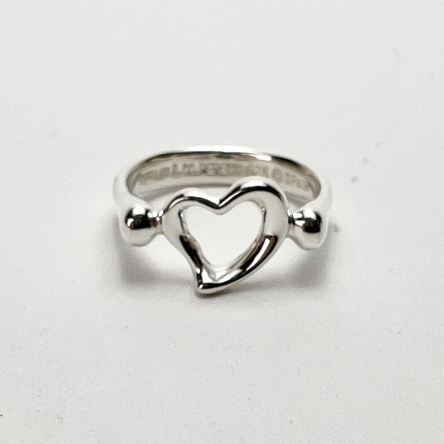 Tiffany & Co. Elsa Peretti 925 Sterling Silver Open Heart Ring 4''