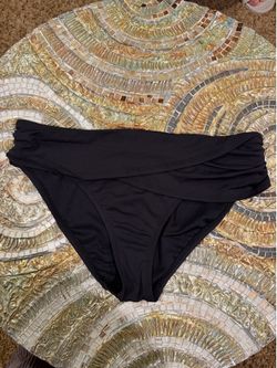 Black Medium-High Rise Tummy Control Bikini Bottoms - Size 6