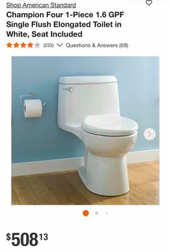 Shop American Standard Champion Four 1-Piece 1.6 GPF Single Flush Elongated Toilet in White, Seat Included