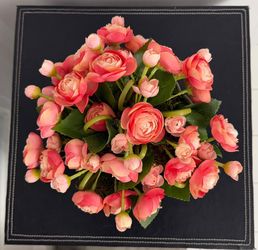 Beautiful Artificial Coral Ranunculus Floral Arrangement – Home Decor
