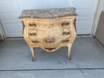 French Provincial Bombe Chest with Marble Top