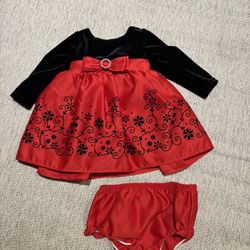 Baby Girl Holiday Dress Size 3/6 Months 