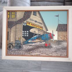 Biplane painting by Hargrove