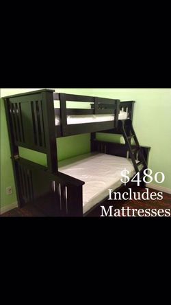 Twin/Full Bunk Bed + Mattresses