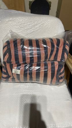West Elm bolster pillows Navy Pink Stripe