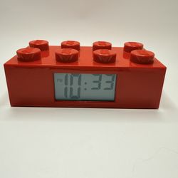 LEGO Red Brick Alarm Clock Radio Block 7.5" Tested Working (contact info removed)