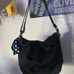 Black Coach Canvas Signature Shoulder Bag