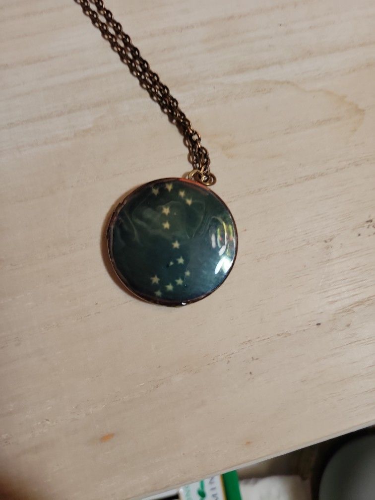 Big Dipper Teal Locket Necklace 