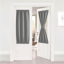 NICETOWN Silver French Door Small Half Window Curtains
Rod Pocket Thermal Blackout Curtain with Glass Window, Kitchen Patio Doors for Privacy, 25 x 50