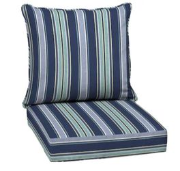 24.0-in x 24.0-in 2 -Piece Sapphire Aurora Blue Stripe Deep seat patio chair cushion