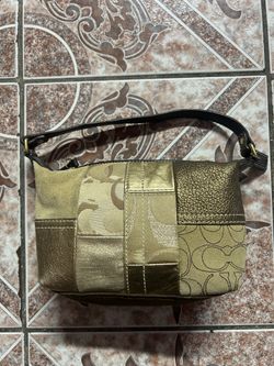 Vintage Coach Patwork Makeup Purse Brown