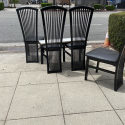 Free Set Of 4 Wooden Black Chairs 