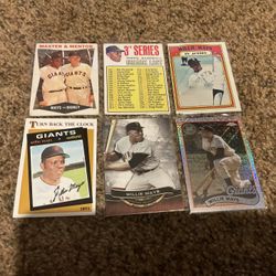 6 Willie Mays Baseball Cards With 3 Vintage 1960s & 70s All Time San Francisco Giants Legend HOF 