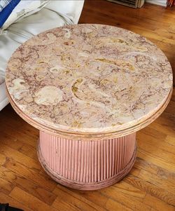 Shell pink marble top and base for Coffee or End Table