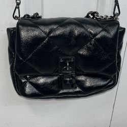 Steve Madden Terra Quilted Black Faux Leather Shoulder Bag