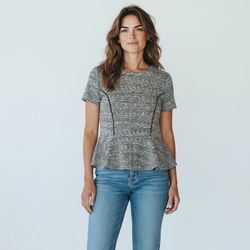 Chloe & Karina | Size XL | Black & White | Women's Peplum Top