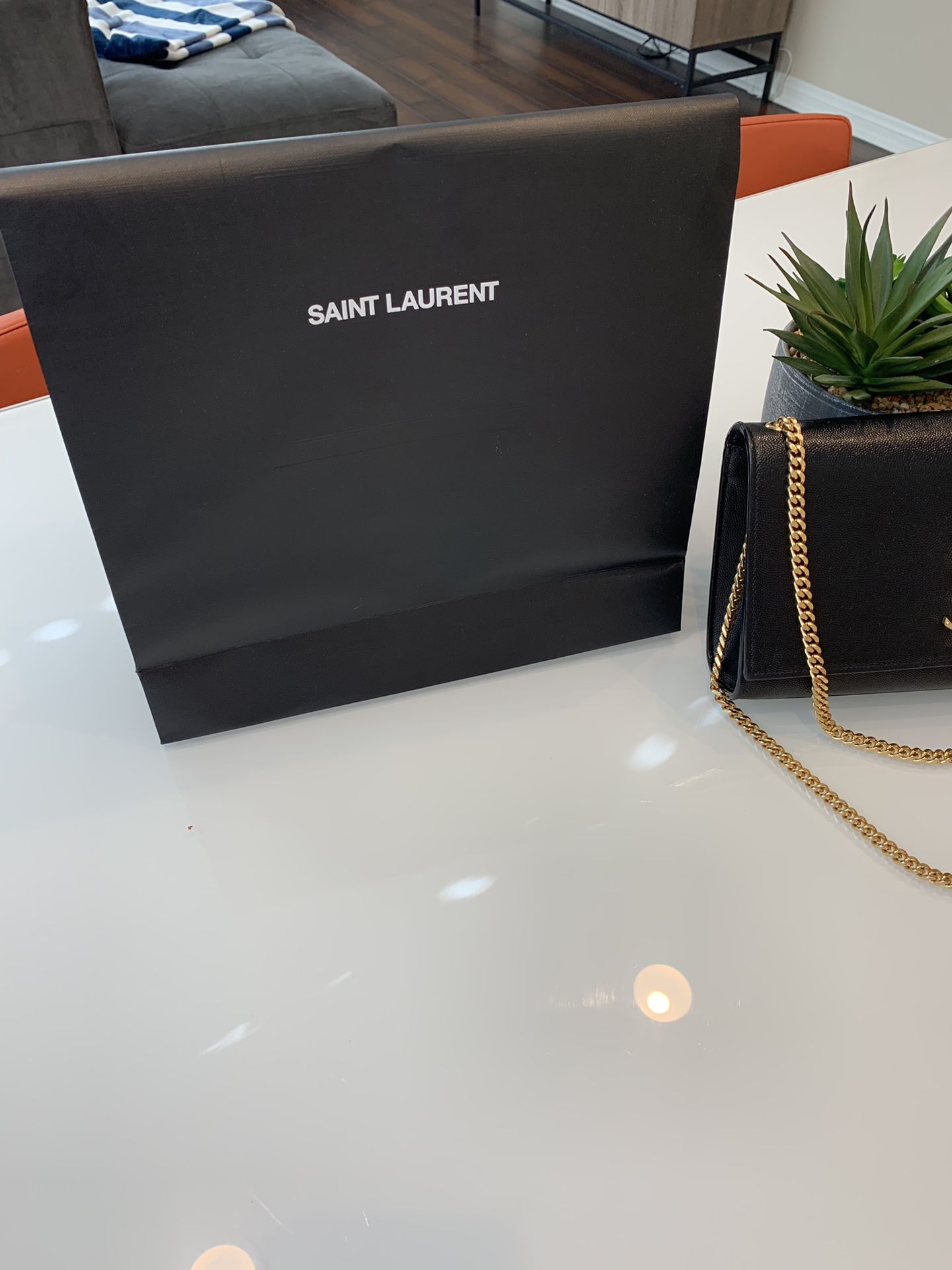 YSL BLACK and GOLD MONOGRAM CHAIN WALLET IN GRAIN DE POUDRE EMBOSSED  LEATHER. for Sale in Seattle, WA - OfferUp
