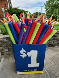 49 pool noodles-birthday yard decorations